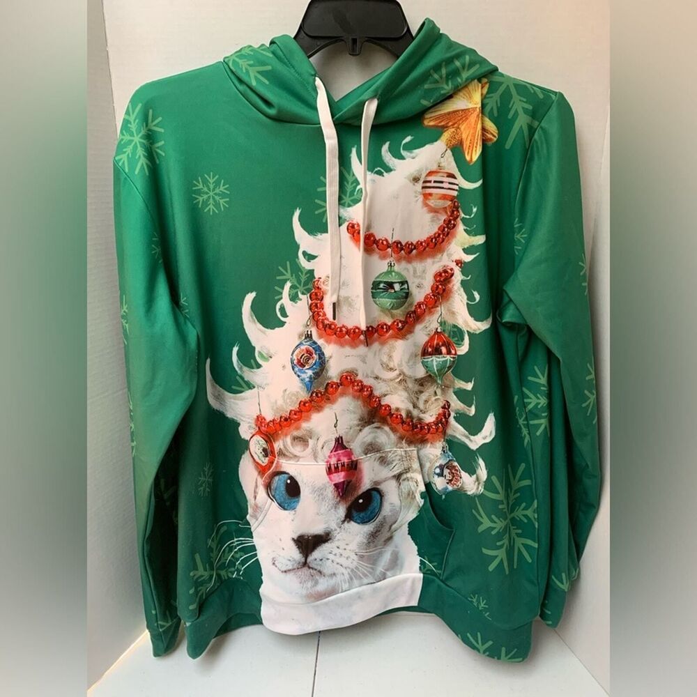 Christmas Cat Hoodie SIze XL